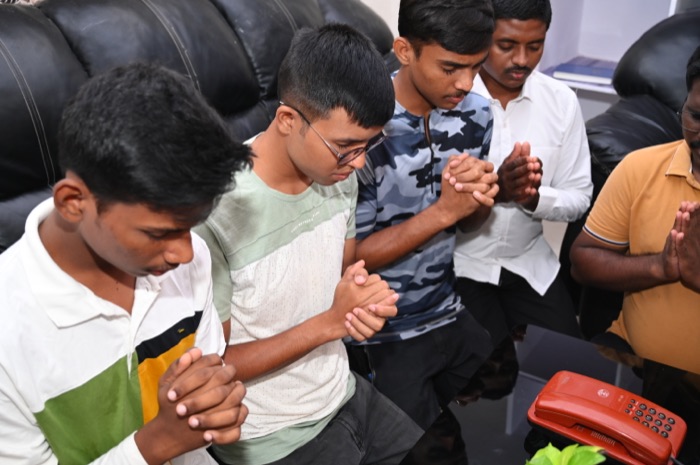Students in prayer